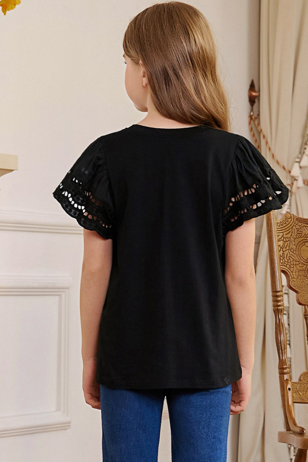 Round Neck Flutter Sleeve T-Shirt - Fashorio