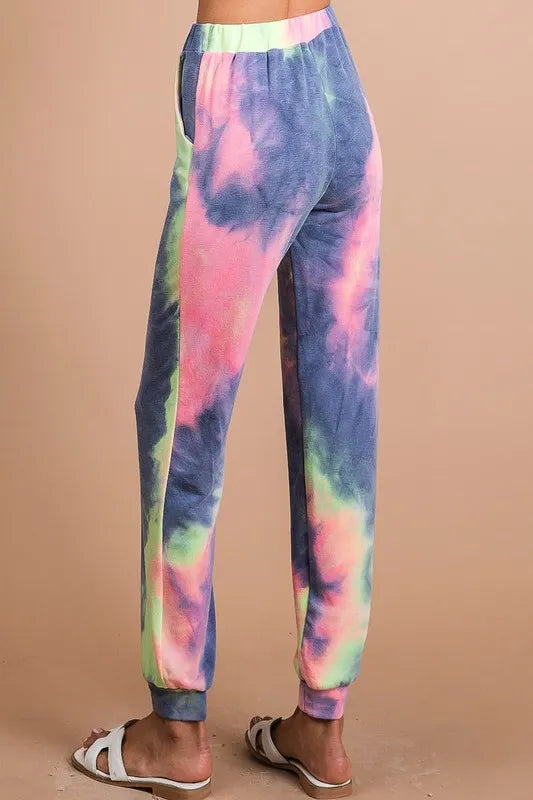 BiBi Tie Dye French Terry Casual Pants - Fashorio