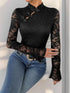 Perfee Lace Mock Neck Long Sleeve Bodysuit - Fashorio