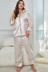 Contrast Piping Button-Up Top and Pants Pajama Set - Fashorio