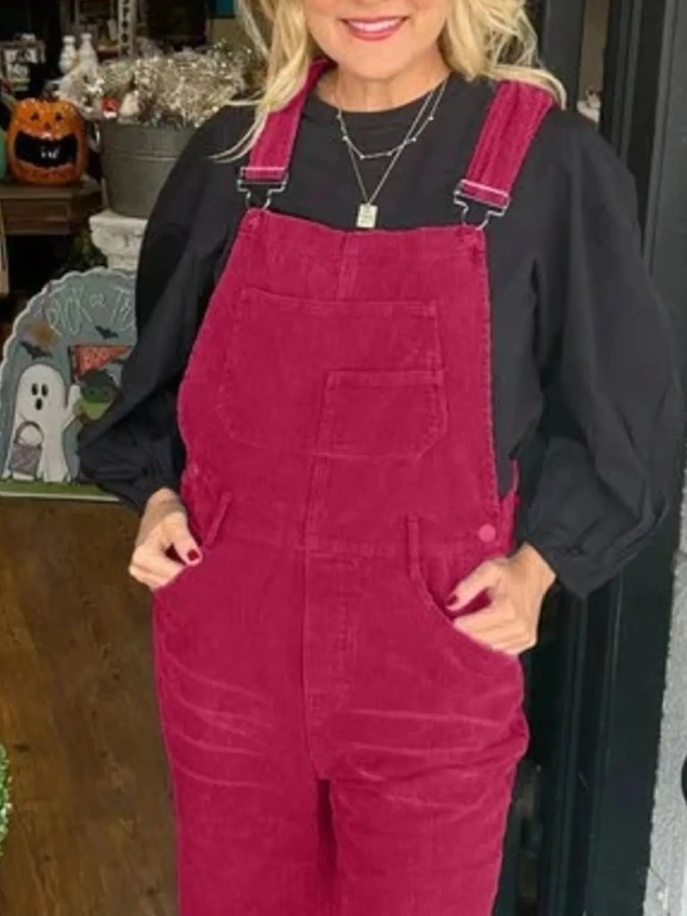 Distressed Wide Leg Corduroy Overalls - Fashorio