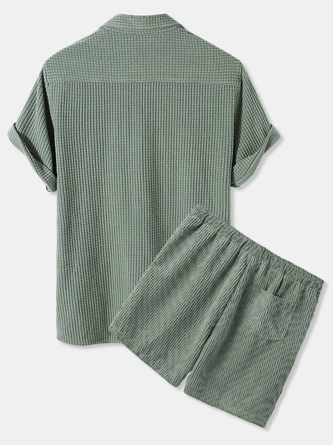 Men's Full Size Button Detail Short Sleeve Top and Shorts Set Plus Size - Fashorio