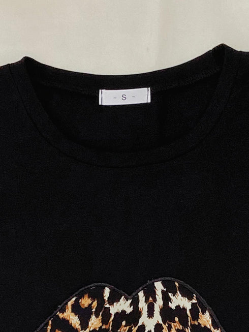 Leopard Lip Graphic Top and Shorts Lounge Set - Fashorio