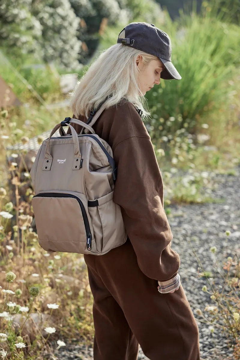 Himawari Waterproof and Anti-Theft Nylon Backpack Bag Khaki One Size - Fashorio