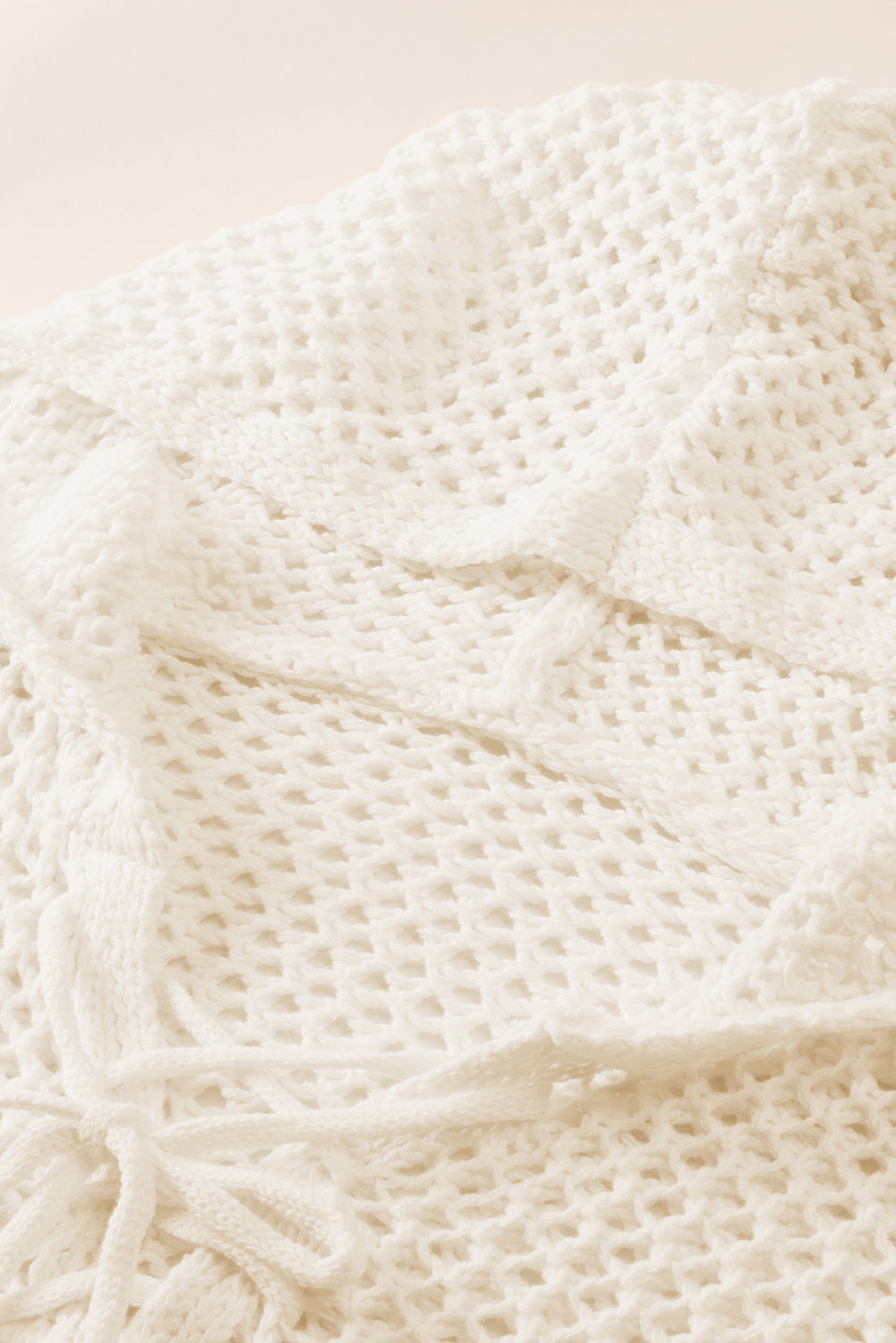 Openwork Lace-Up Hooded Sweater - Fashorio