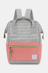 Himawari Waterproof Canvas Backpack Bag with Side Pockets Grey Pink Stripe One Size - Fashorio