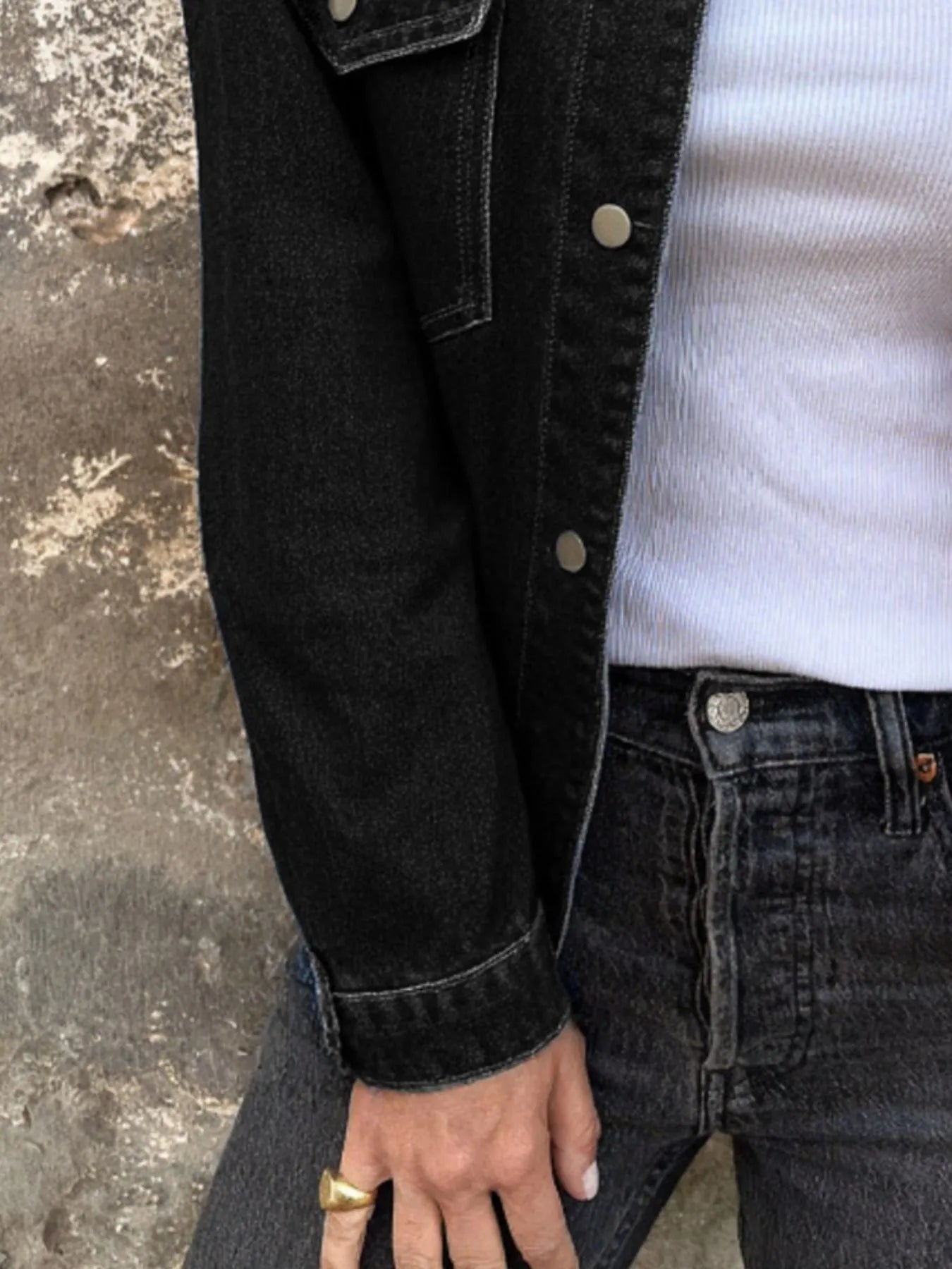 Button Up Long Sleeve Denim Jacket - Fashorio