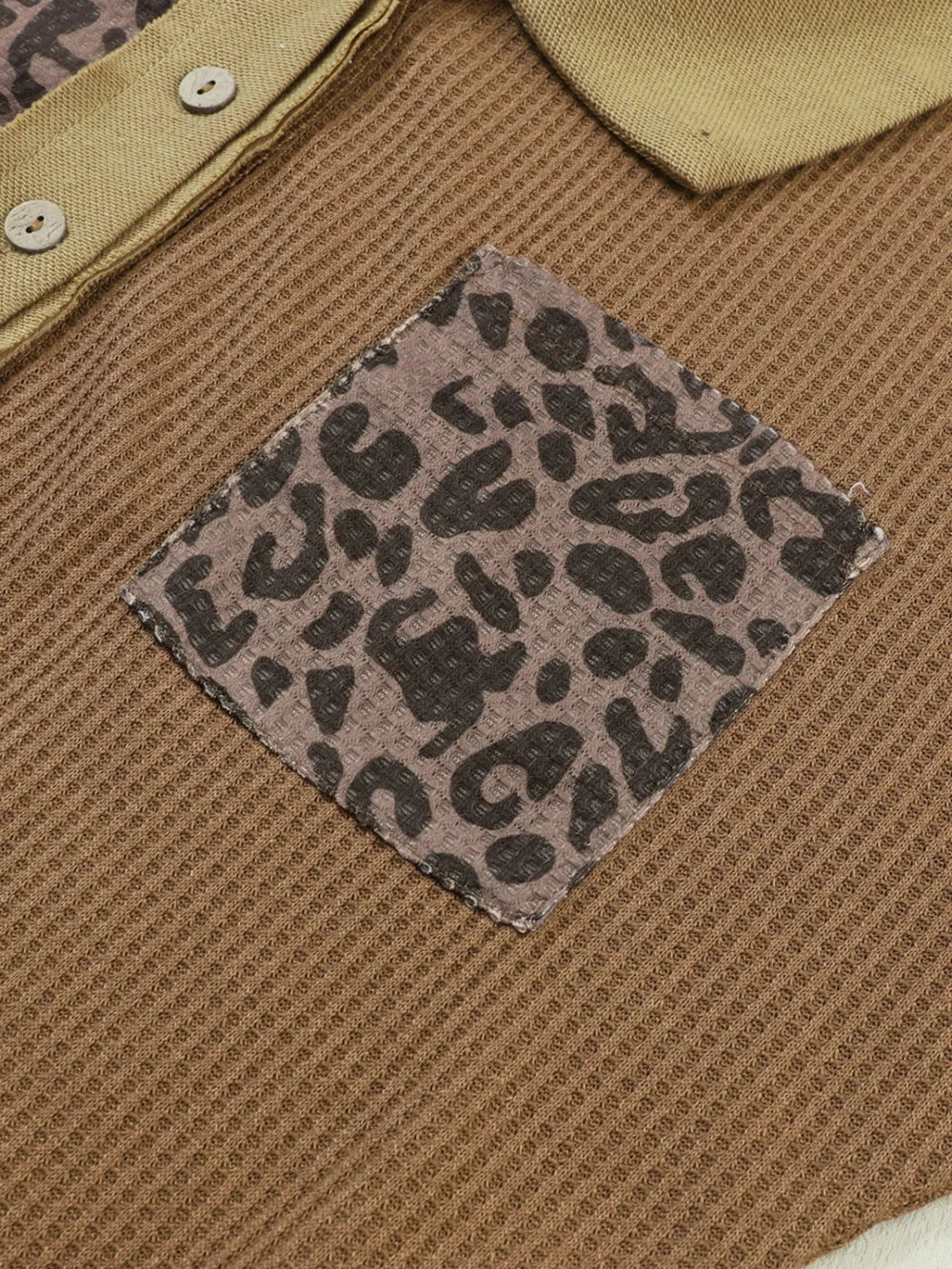 Half Button Leopard Collared Neck Blouse - Fashorio