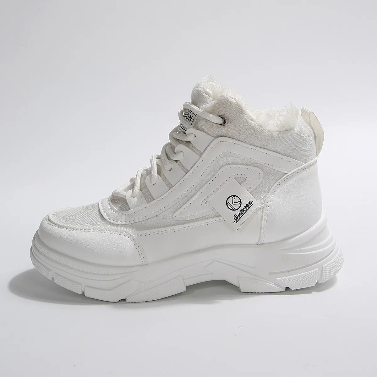 High-Top Platform Chunky Sneaker Boots with Lace-Up - Fashorio