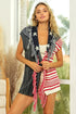 BiBi American Flag Fringe Edged Sweater Vest - Fashorio