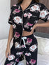 Floral Short Sleeve Shirt and Pants Lounge Set - Fashorio