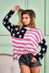 BiBi American Flag Low Gauge Knit Top - Fashorio