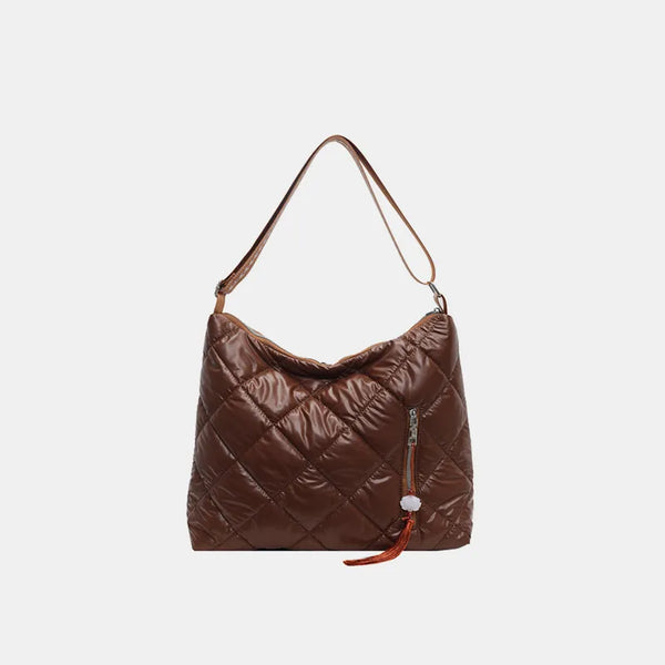Quilted Nylon Travel Bag Brown One Size - Fashorio