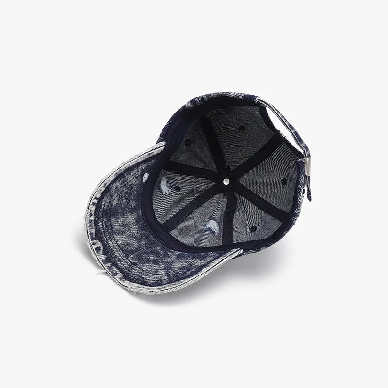 Distressed Cotton Baseball Cap - Fashorio