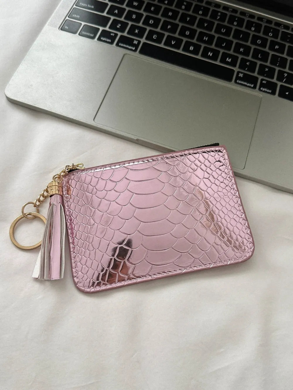 PU Leather Tassel Trim Card Case - Fashorio