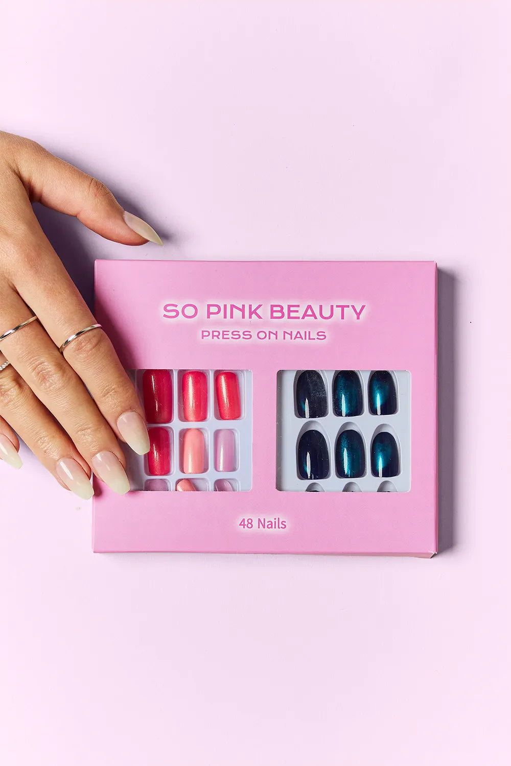 SO PINK BEAUTY Press On Nails 2 Packs Midnight Glam One Size - Fashorio