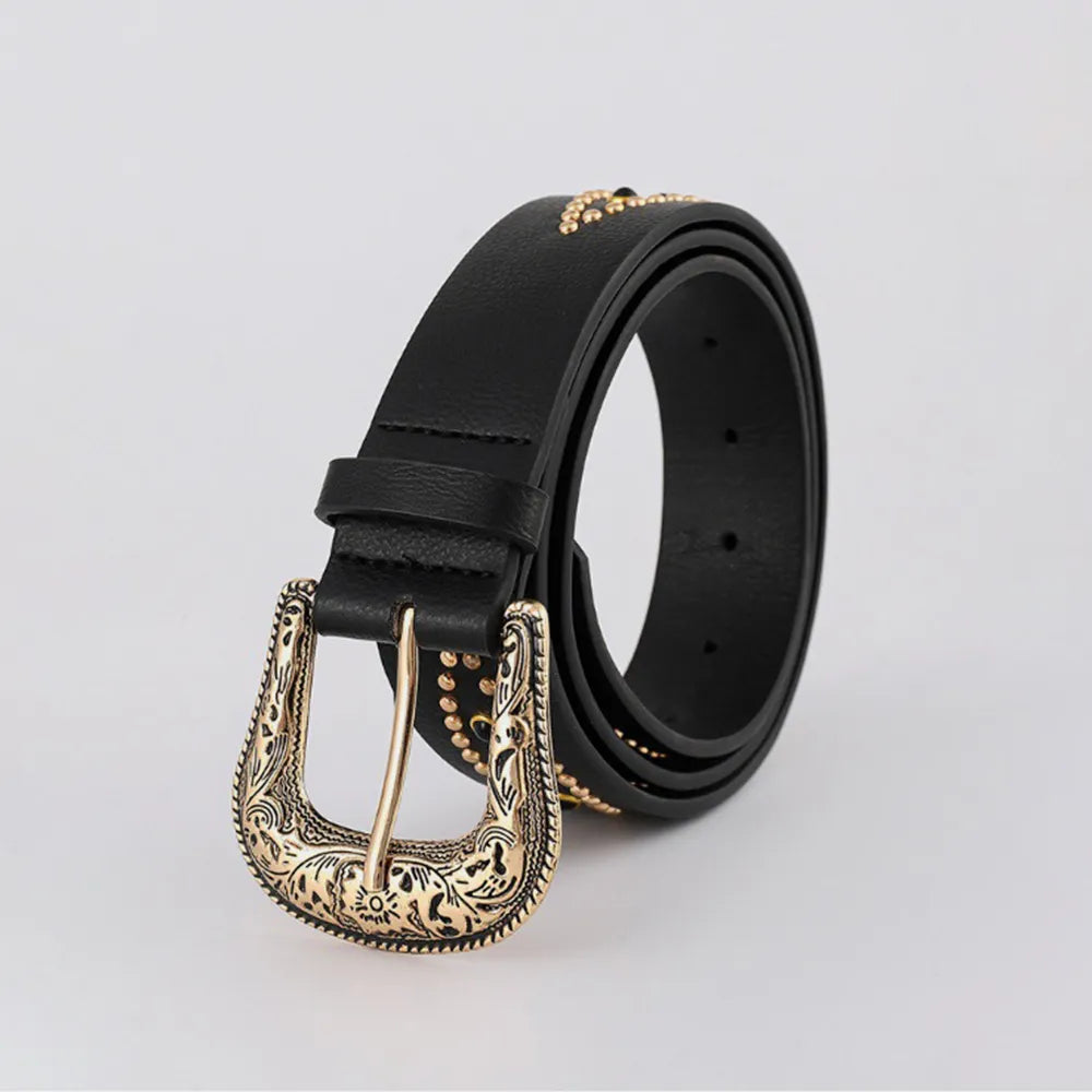 PU Leather Rhinestone Belt - Fashorio