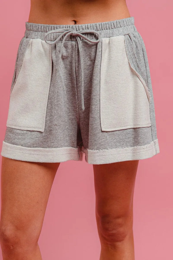 BiBi French Terry Knit Shorts with Side Pocket H GREY - Fashorio