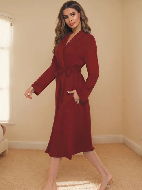 Tied Lounge Nightgown with Pockets - Fashorio