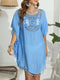 Tassel Crochet Round Neck Cover-Up Sky Blue One Size - Fashorio
