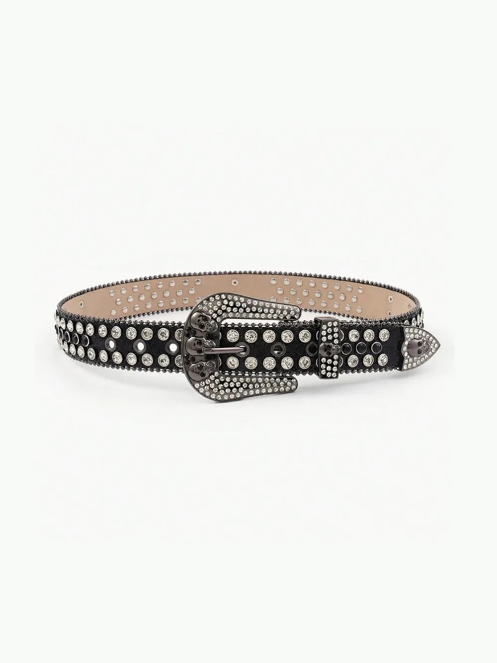 PU Leather Skull Belt Black - Fashorio