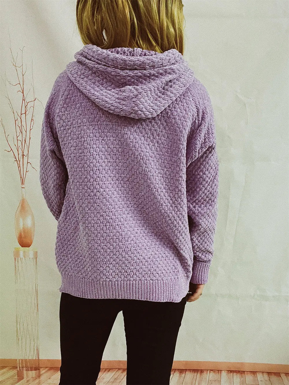 Drawstring Long Sleeve Hooded Sweater - Fashorio