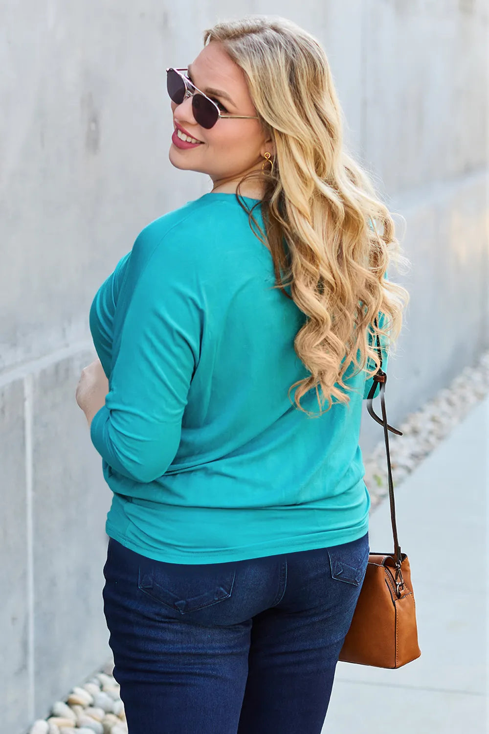 Basic Bae Full Size Round Neck Batwing Sleeve Top - Fashorio