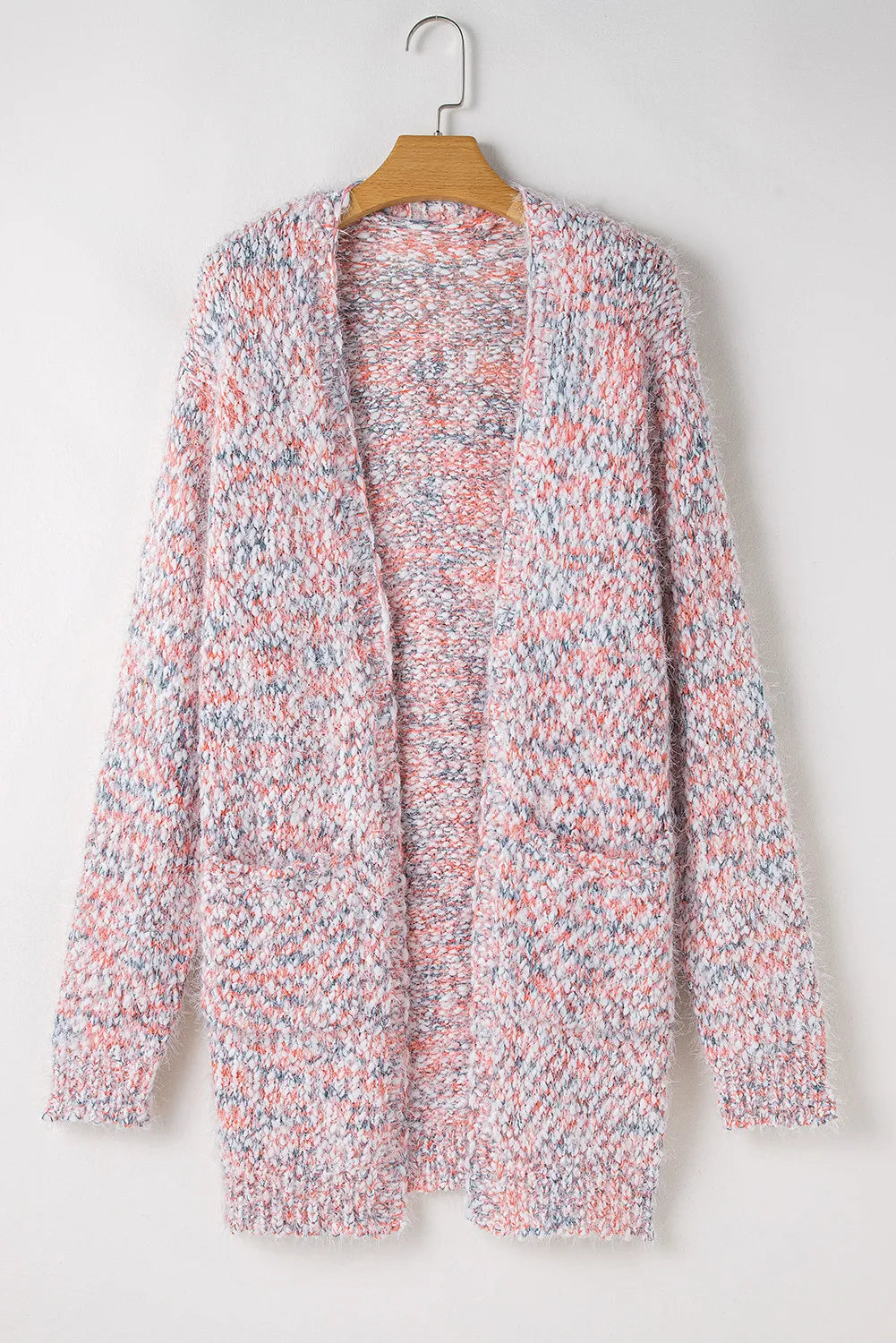 Pocketed Open Front Long Sleeve Cardigan - Fashorio