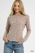 Umgee Bow Print Lightweight Knit Top Taupe - Fashorio