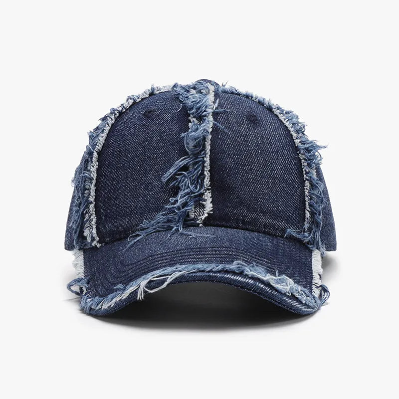 Raw Hem Cotton Baseball Cap Dark One Size - Fashorio
