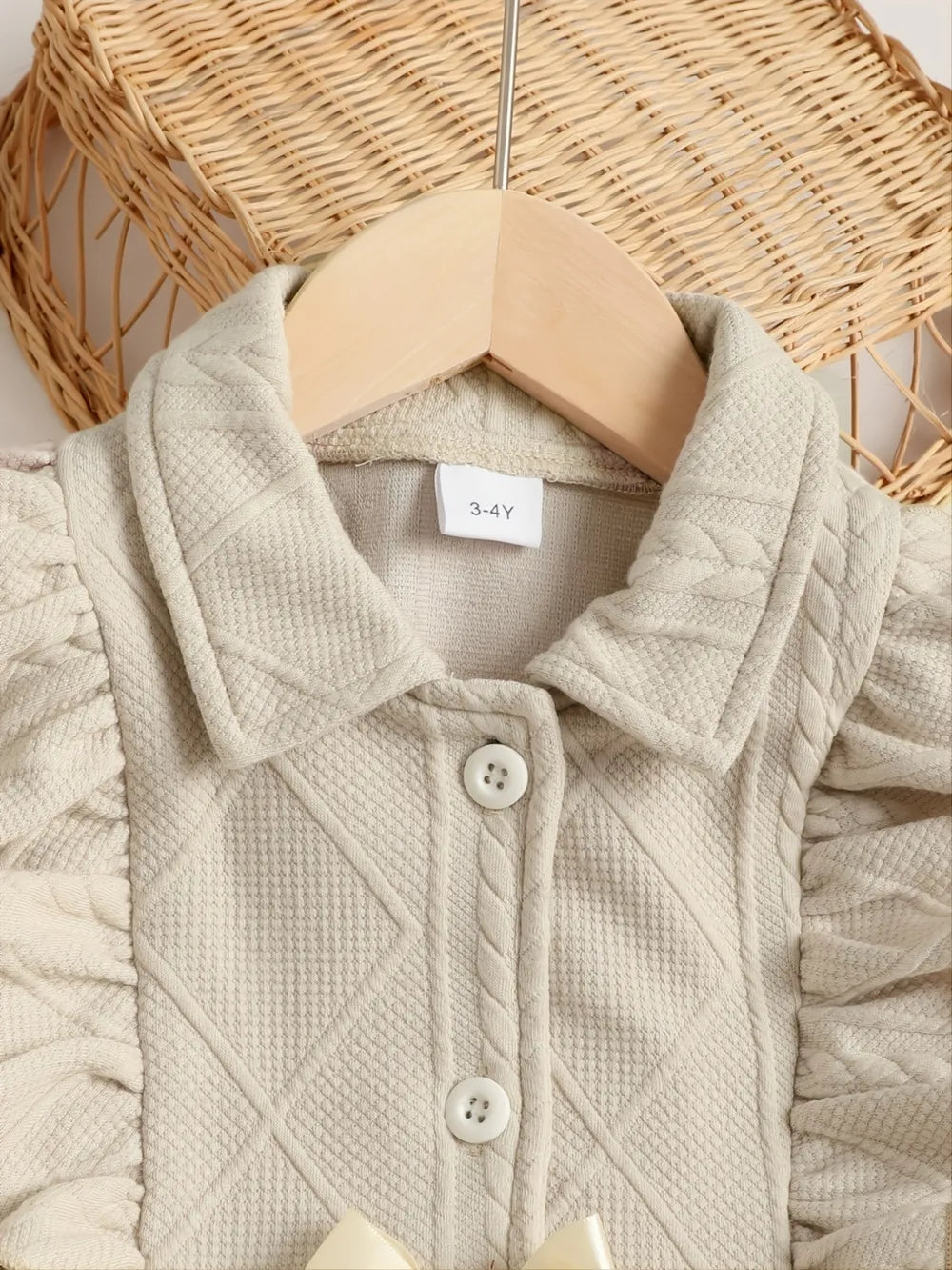 Children's Ruffled Bow Collared Neck Dress - Fashorio