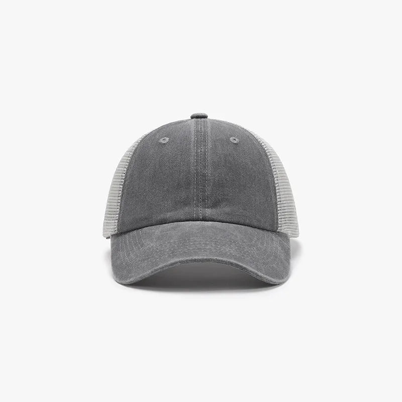 Breathable Mesh Adjustable Baseball Cap Gray One Size - Fashorio