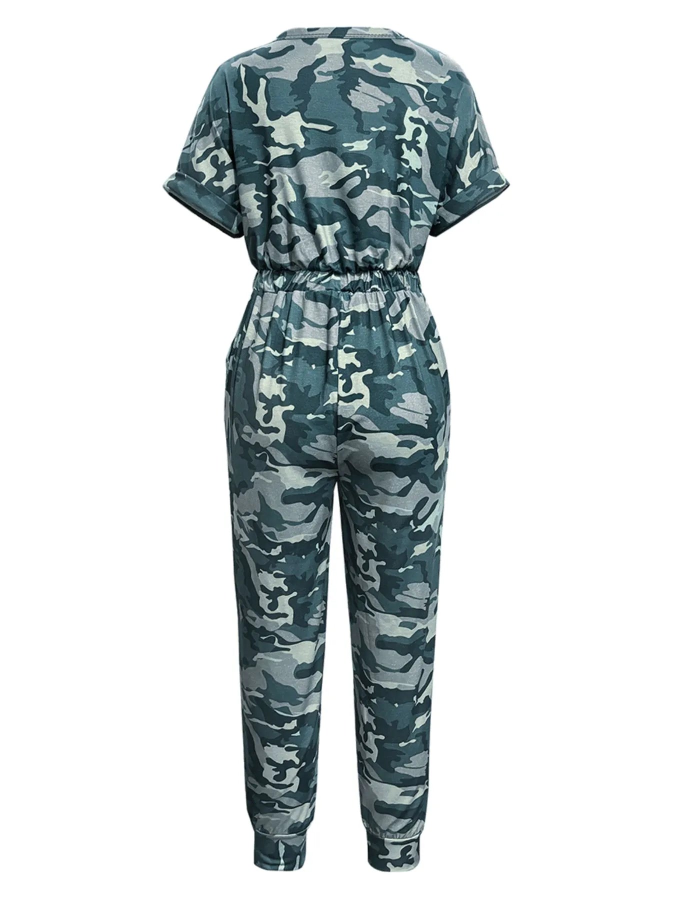 Drawstring Waist Short Sleeve Jumpsuit - Fashorio