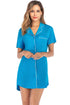 Contrast Piping Pocketed Short Sleeve Lounge Dress - Fashorio