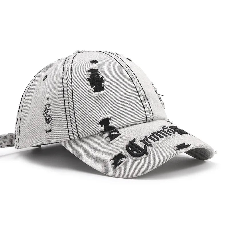 Distressed Letter Embroidered Baseball Cap - Fashorio