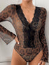 Perfee Leopard V-Neck Lace Bodysuit - Fashorio