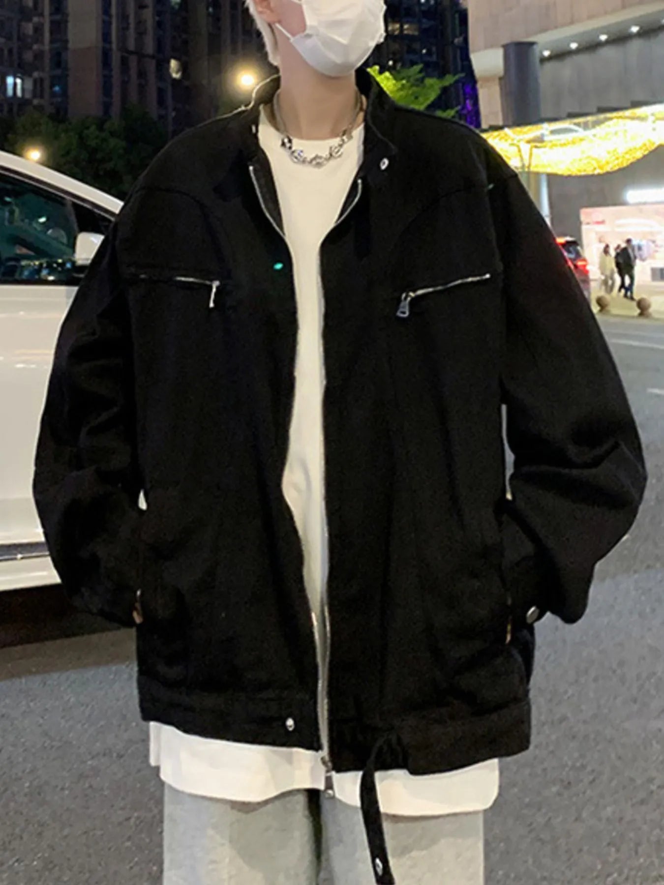 Men's Plus Size Zip Up Oversized Denim Jacket - Fashorio