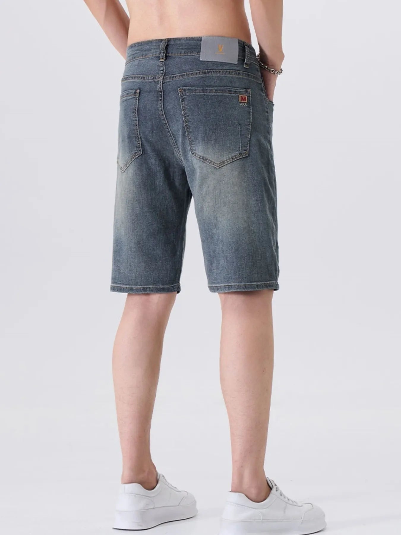Men's Washed Denim Shorts with Pockets - Fashorio