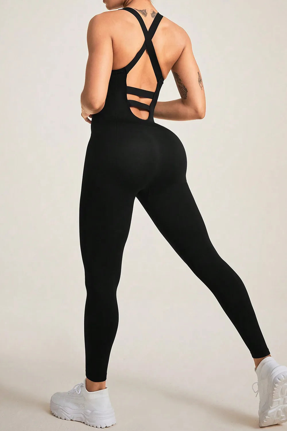Crisscross Wide Strap Jumpsuit - Fashorio