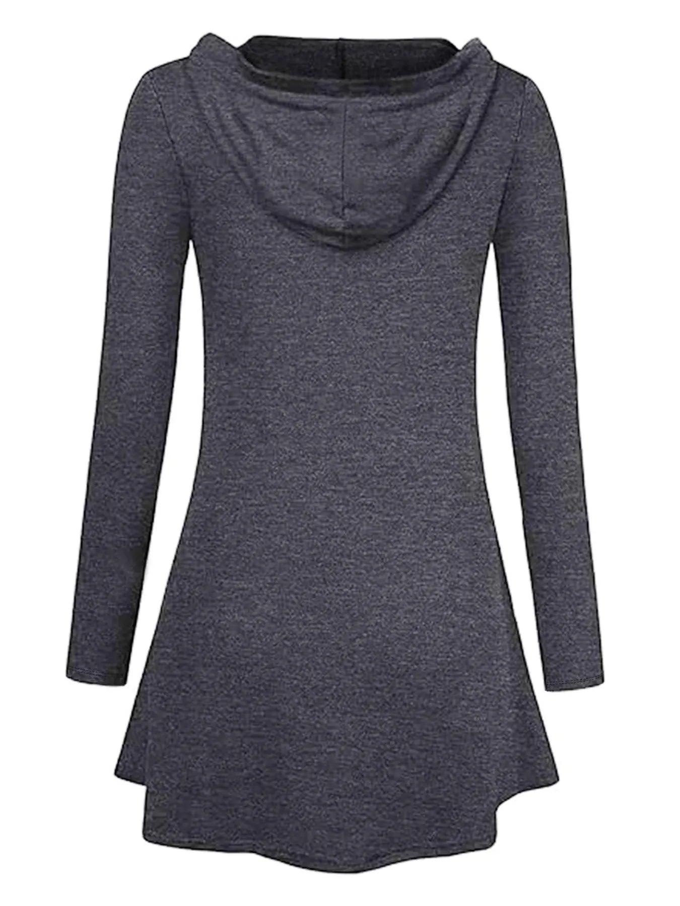 Longline Hooded Zip-Up Cardigan Coat with Flared Hem - Fashorio