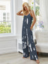Shiny Tie-Dye Spaghetti Strap Jumpsuit with Pockets - Fashorio