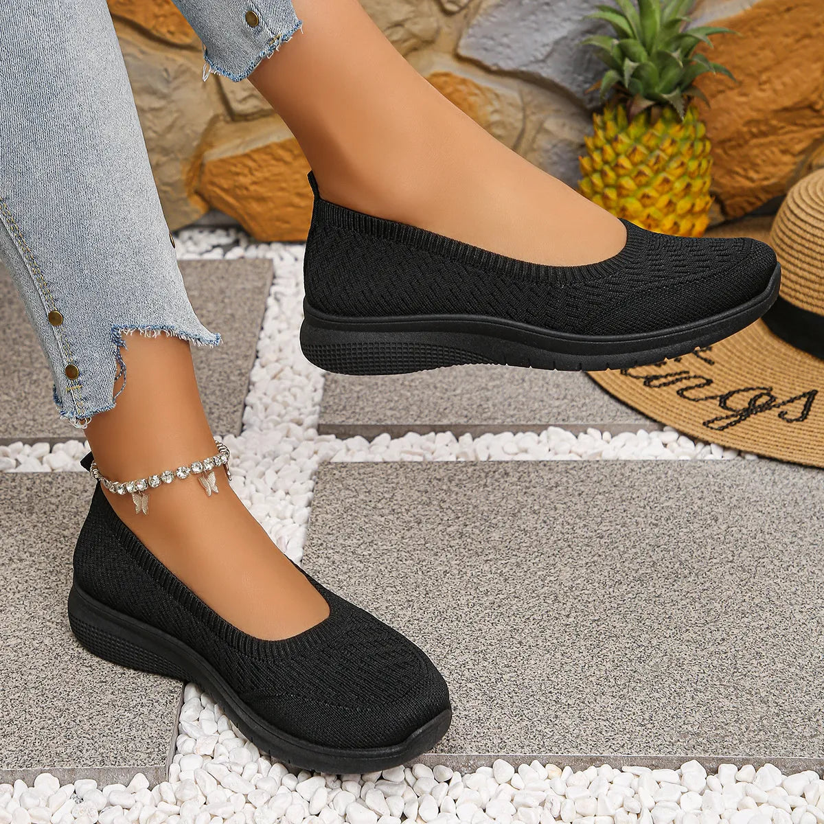 Round Toe Mesh Slip-Ons - Fashorio