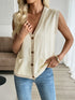 Button Up V-Neck Sweater Vest - Fashorio