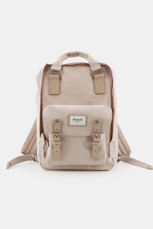 Himawari Contrast Waterproof Nylon Backpack Bag Beige One Size - Fashorio