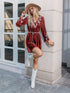 Boho V-Neck Long Sleeve Mini Dress – Stretchy A-Line Fit - Fashorio
