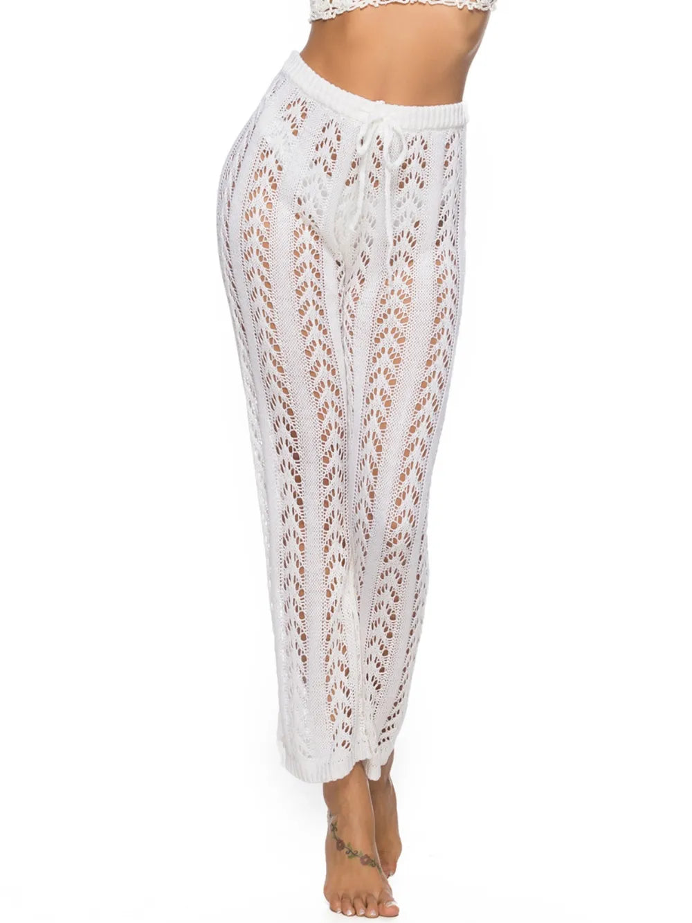 Cutout Drawstring High Waist Swim Pants - Fashorio
