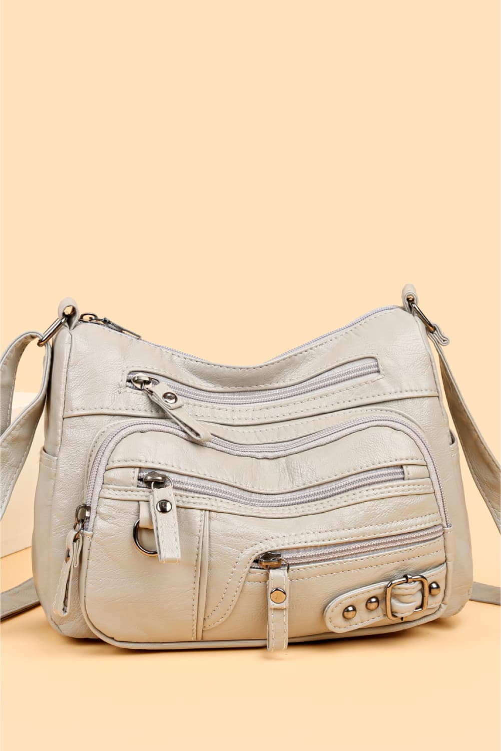 Multi-Pocket PU Leather Crossbody Bag - Fashorio