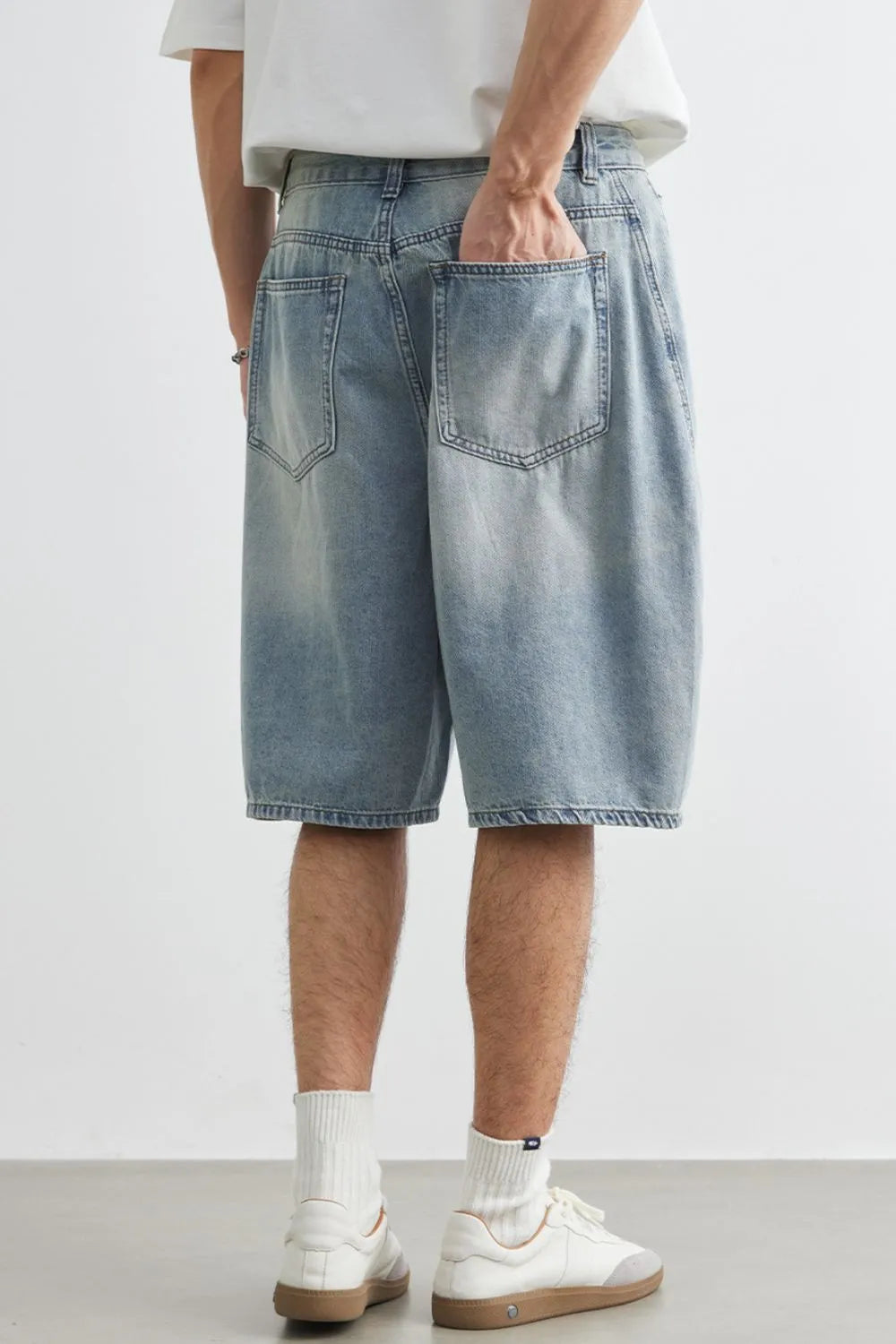 Men's Plus Size Relaxed Fit Wash Denim Shorts - Fashorio