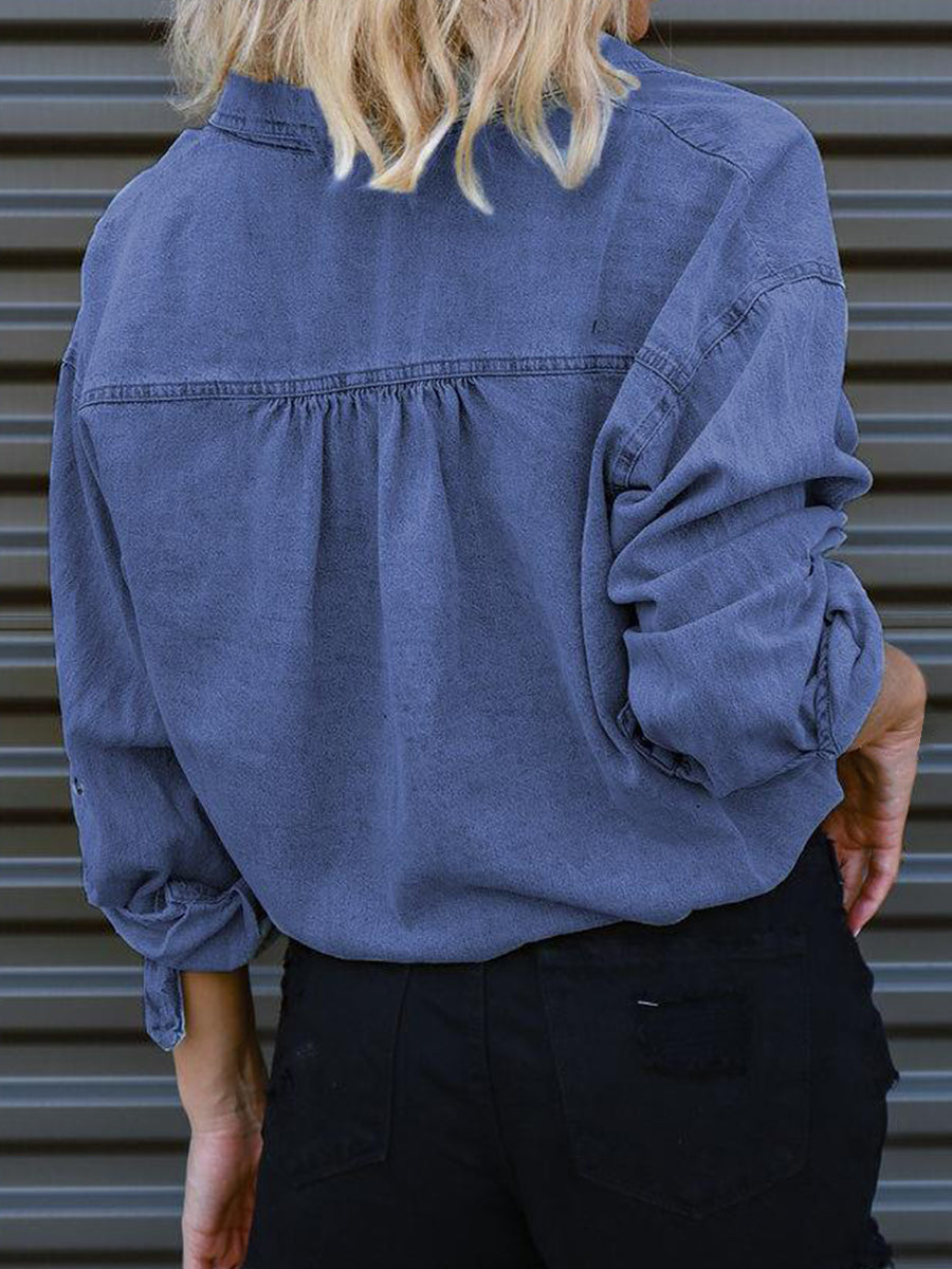 Tie Detail Denim Top - Fashorio