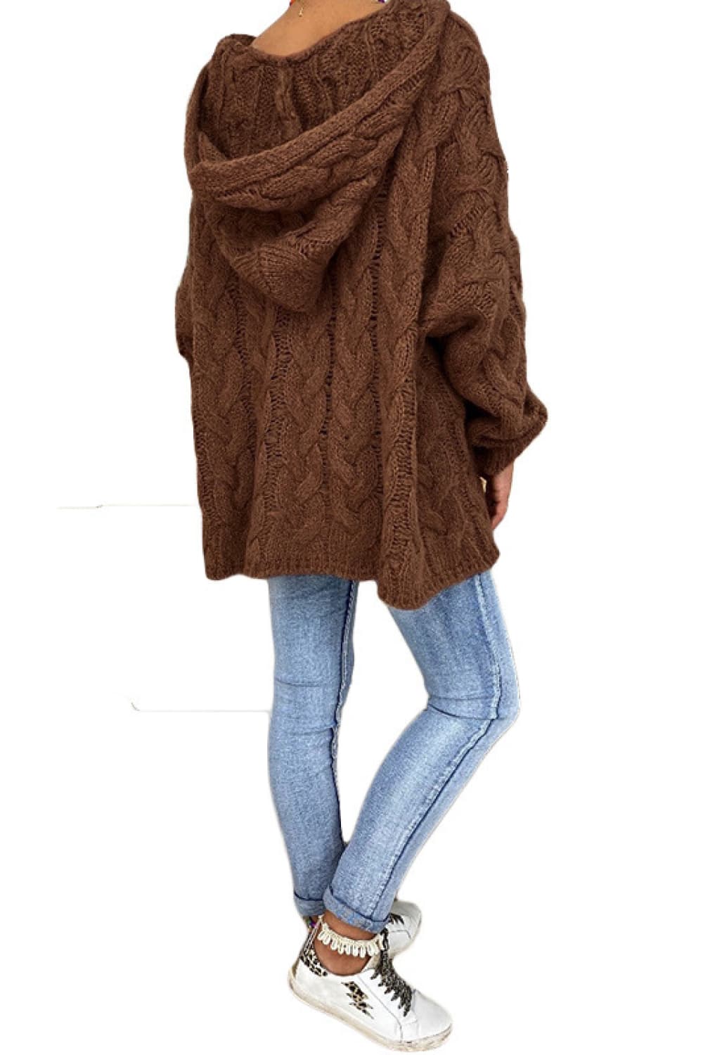 Cable-Knit Hooded Sweater - Fashorio